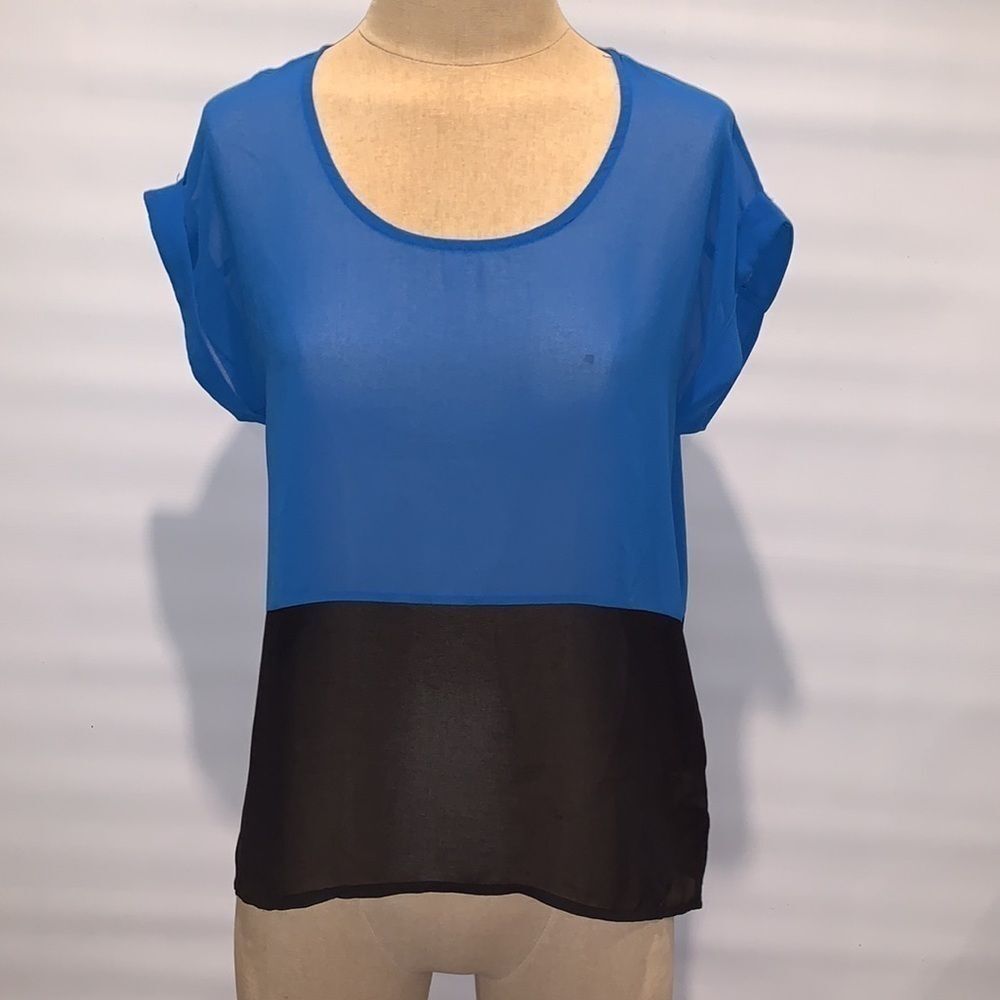 Jennifer Lopez colorblock sheer top, Small